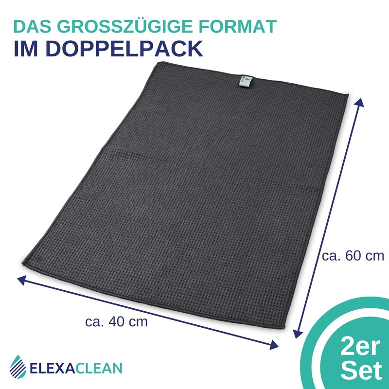 Elexaclean Microfibre Drying Cloth, Premium Waffle Cloth (60 x 40 cm)