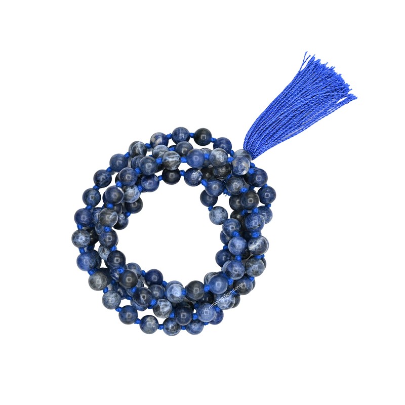 Sodalite Buddhist Prayer Beads Japa Mala with 108 Meditation Beads