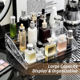 guuooge Perfume Organizer- 3 Tier Cologne Stand Clear Plastic Cologne Organizer for Men/Women Fragrance, Lotion, Skincare Display Holder Shelf(Clear)