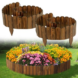 Wooden Garden Edging - 2pcs 7.9ft x 8in Weather-Resistant Pine Landscape Border Fence for Outdoor Patio Lawns Yard Flower Beds Decoration