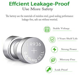 CPANCELL LR936 Batteries LR45 AG9 Battery 194 394 1.5v Alkaline Button Cell Watch Batteries (10 Count)