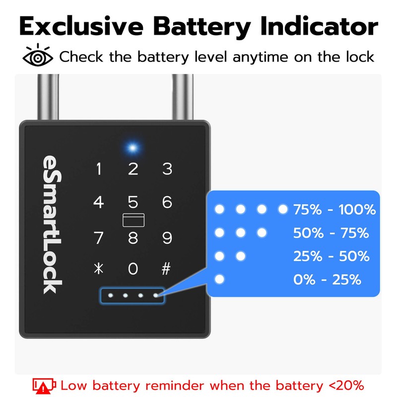 eLinkSmart Heavy Duty Smart Padlock with Key, Pad Lock with