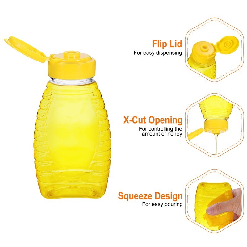sourcing map 4pcs Plastic Honey Bottles 6oz 180ml Squeeze Honey