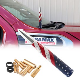 Samman Car Bullet Antenna for Ford F150, American Flag Design Universal Billet Replacement Vehicle Short Antenna Compatible with Ford F150 F250 F350 Super Duty Raptor Explorer, Silver Tip