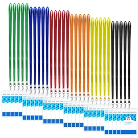 ID Card Holder with Lanyard 30Pcs Clear Vertical Name Tags ID Badge Holders and 30Pcs Flat Neck Lanyards for Cruise Ship Cards Work IDs Office School