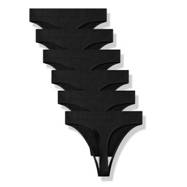 GRANKEE GRANKEE Women's Breathable Seamless Thong Panties No Show Underwear 6 Pack(BLACK 6 pack XL)