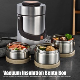 Niiyen 3 Layer Insulated Bento Box 304 Stainless Steel Food Jar Portable Lunch Containers for Hot Food 2300mL/ 77.8oz Large Capacity Vacuum Insulation Bento Lunch Box for Adults