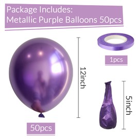 Eitolo Metallic Purple Balloons, 50 PCS Shiny Chrome Balloons, 12Inch Metallic Helium Balloons, Thicken Latex Balloons for Baby Bridal Shower Birthday Party Wedding Engagement Festival Decoration