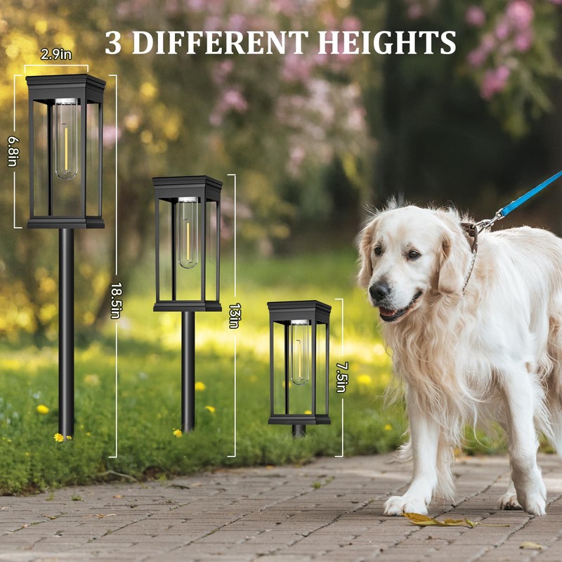 TEZKOLES 8 Pack Solar Pathway Lights Outdoor, IP65 Waterproof Solar