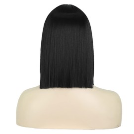 Peluca Recta en Colores Pastel con Flequillo de Aire Mujer Bob Corto Negro liso Hasta los Hombros Bob Sintético Uso Diario Peluca de Cosplay Colorida para Niñas (Negro)