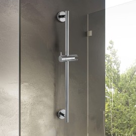 SKOWLL Shower Slide Bar with Adjustable Handheld Shower Head Holder 26-Inch Bathroom Slide Bar and Holder No Drill, Polished Chrome