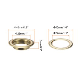 QUARKZMAN 20 Sets Eyelets with Washers 1 Inch Iron Eyelet Tool Set Fasteners for Leather, Canvas, Fabric, DIY Crafts, Gold