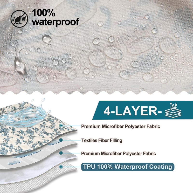 ALIECOM 100% Waterproof Couch Cushion Covers for Sectional Sofa Printed