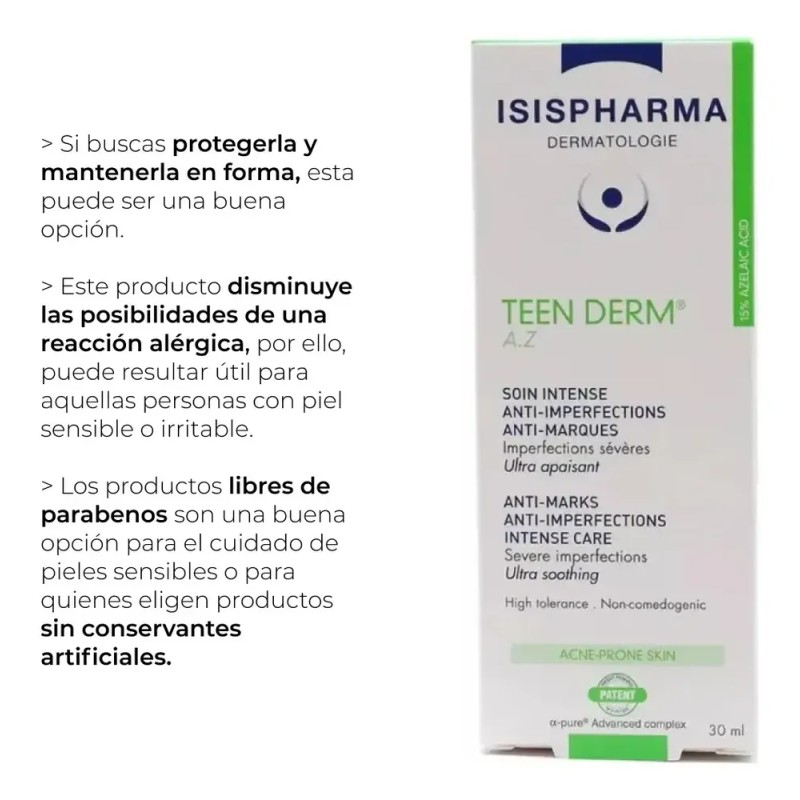 Isispharma Teen Derm Az 30ml Gel Crema Facial Anti Imperfecciones