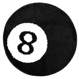 TURKUAZ LABEL 8 Ball Rug - 32 Inch White & Black Y2K Rug - Aesthetic and Cool Rugs for Bedroom & Living Room - Y2K Room Decor