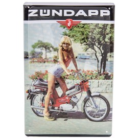 LUCKYLINDE - Retro Tin Sign Suitable for Zündapp Moped, Motorcycle Fans, Decorative Workshop, Garage Sign, Embossed Sheet Steel (20 x 30 cm)