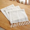 Chassic Rustic Farmhouse Style Linen Table Runner, Boho Handmade Tassel