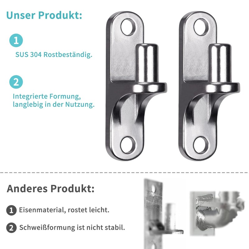 304 Stainless Steel Gate Hinges, Heavy Duty 2 Pack Wall