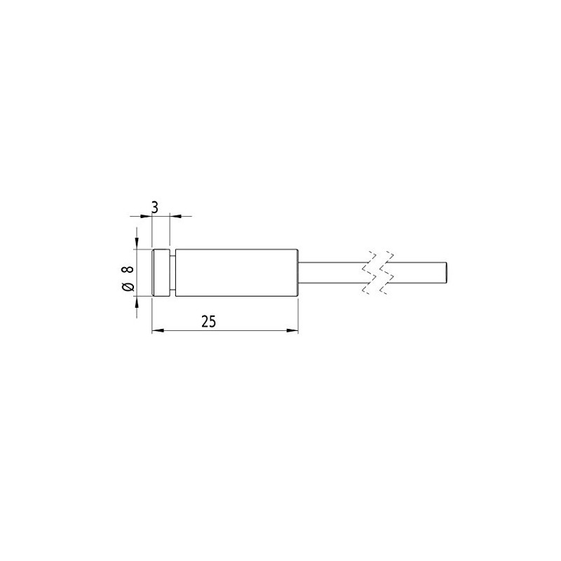 Dot laser, red, 650nm, 1mW, 3V DC, Ø8x25mm, Laser Class