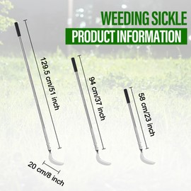 YEELOR Weeding Sickle, Steel Grass Sickle with Serrated Double-Edged Blade, Telescoping Grass Whip, Stand up Weeding Grass Sickle, Lightweight Sickle Garden Tool Long Handle for Garden, Yard