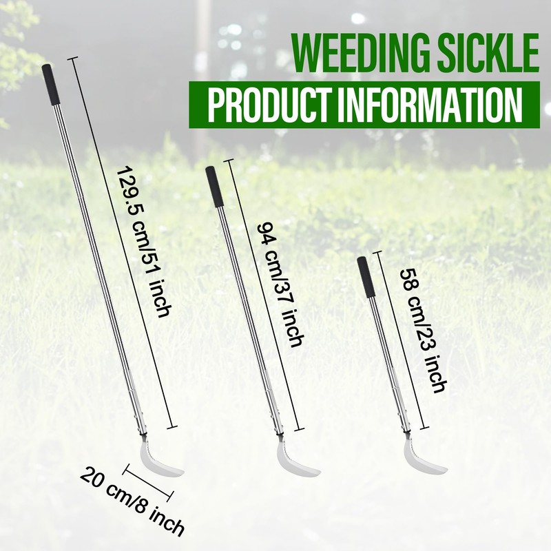 YEELOR Weeding Sickle, Steel Grass Sickle with Serrated Double-Edged Blade,