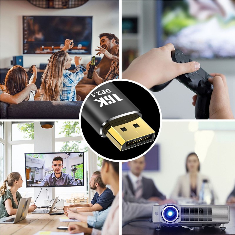 DisplayPort 2.1 Cable 16K 30Hz 40Gbps 3D Dynamic HDR Male