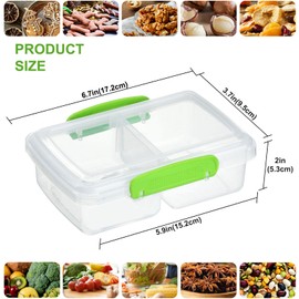 Greentainer Plastic Snack Containers for Kids, 4 Pack Bento Boxs with 2 Compartments Travel Snack Container Sandwiches/Fruits/Candies Food Storage Containers BPA Free Dishwasher Safe-Red