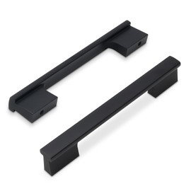 KOMOTIA 10 Pack Matte Black Cabinet Pulls 6-1/4 Inch Hole Centers Kitchen Cabinet Handles Black Drawer Pulls Cabinet Hardware