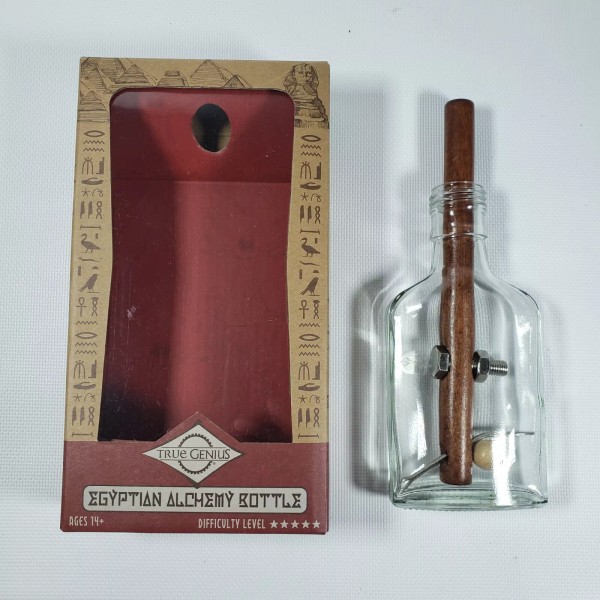 True Genius NEW 9 Egyptian Alchemy Bottle Puzzle Glass Wooden