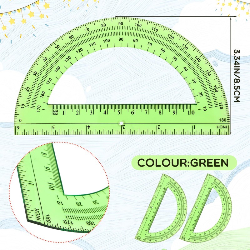 EBOOT Plastic Protractor Math Protractors 180 Degrees, 6 Inch, Pack