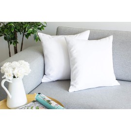 Set of 2 White Art Silk Pillow Covers, Plain Silk Cushion Cover, Solid Color White Throw Pillow, (12x12 inches, White)