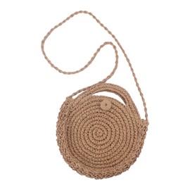 Circle Handwoven Round Retro Rattan Beach Bag Shoulder Bag Holiday Beach Braided Bag Round Hand Bill Shoulder Dual Use Everything Casual Braided Straw Bag Cat Transport Bags, khaki, One Size