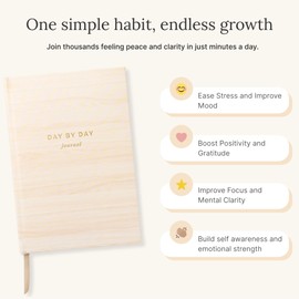 Day by Day Daily Gratitude Journal 2025 for Mindfulness, Happiness, Reflection, and Self Care, Undated Planner Gifts for Women & Men