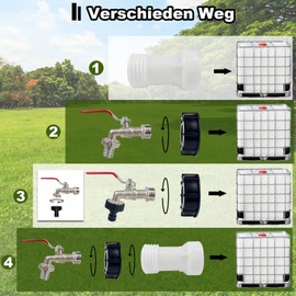IBC Tank Accessories, IBC Container Accessories Including IBC Outlet Tap 3/4 Inch, IBC Adapter Cap 3/4 Inch Internal Thread, IBC Adapter S60 x 6 Extension Spacer, 1000L Water Tank Accessories for