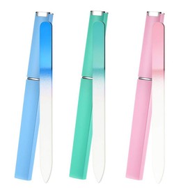 3 Pack Crystal Glass Nail File, Professional Fingernail Files with Case Etched Nail Care Crystals Glass,Unique Gifts For Women Adults