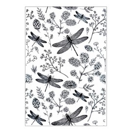 Dragonfly Flowers Leaves Background Frame Clear Stamps for Card Making Decoration DIY Scrapbooking,Floral Background Silicone Transparent Seal Clear Stamps for Embossing Album Decor Craft.
