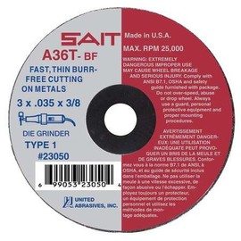 Cutoff Wheel, A36T, 3"x1/16"x1/4", 25000rpm