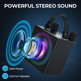 Verkstar Karaoke Machine, 2024 Upgraded Karaoke Portable Systems with Two Microphones Storage, Bluetooth Karaoke Speaker Singing Machine for Adults Kids, Gifts for Girls Boys Party