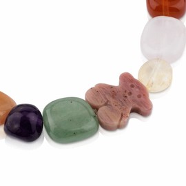 TOUS Pulsera de Elástica con bolas de Rodonitas para Mujer de 16cm de Largo con Placa de Plata de Ley 925, Joven y Fresca, Colección Icon Color