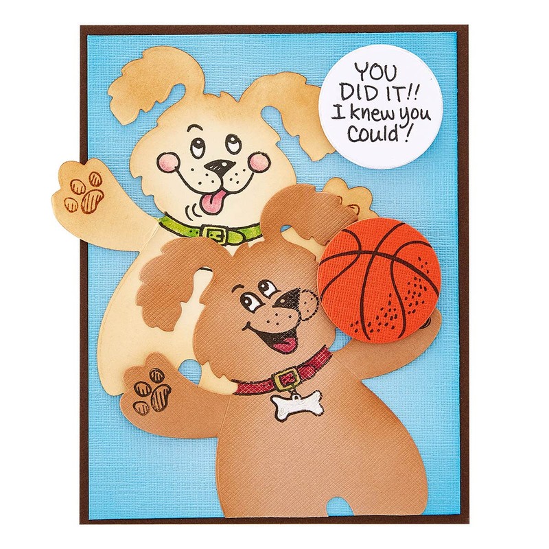 Spellbinders Stampendous Puppy Hugs Faces and Sentiments Clear Stamp Set