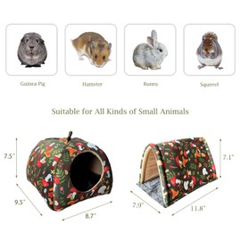 Guinea Pig Hideout & Tunnel Toys Set - Plush Small Animal Tent with Non-Slip Base & Warm Fleece Bedding for Mouse Chinchillas Hamsters Hedgehogs Ferrets Bearded Dragons and Rats