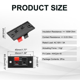 sourcing map 2 Way Spring Terminal Clip Push Release Connector Plate Jack Socket Speaker Terminal Strip Block Speaker Jointing Clamp Test Clip WP2-3 5Pcs