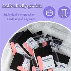 20 Set Press On Nail Tool Kit, 4 IN 1 Disposable Manicure Kit Individually, Nail File, Prep Pad, Wood Stick, Instruction Card for Press on Nail Packaging (20 set in black1)