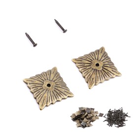 100Pc Vintage Upholster Nails, Wood Colored Tacks Flat Top Upholstery Nail Strips Bronze Metal Tag Furniture Sofa Shoe Door Decorative Tack Stud (21 * 21mm)