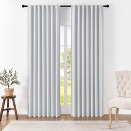 Joydeco 90 Inch Curtains for Bedroom, Blackout Curtains 90 Inches Long, Room Darkening Curtains & Drapes for Living Room Window Rod Pocket Back Tab (W52 x L90 Inch, Greyish White)