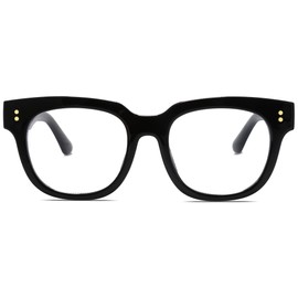 SOJOS SOJOS Oversized Square Anti Blue Light Blocking Glasses for Women Thick Computer Eyeglasses Double Metal Studs SJ5053 with Black Frame/Anti-Blue Light Lens