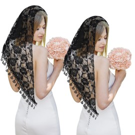 2pcs Mass Veil, Triangle Mantilla Cathedral Head Covering,Lace Shawl Latin Scarf,Head Covering Chapel Veil,Church Veils for Women,Catholic Veils for Bridal