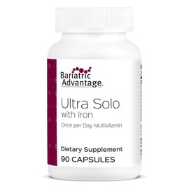 Bariatric Advantage Ultra Solo with Iron - Once-Per-Day Daily Multivitamin - for Bariatric Patients - with Thiamin, Vitamin A & More - Gluten Free - 90 Capsules