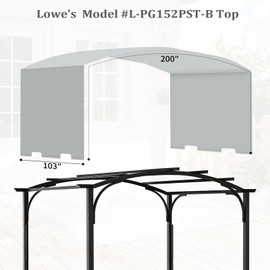 slashome 200" x 103" Pergola Replacement Canopy, Fits L-PG152PST-B, Gray