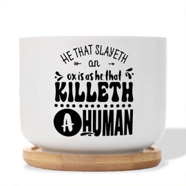 DecStic He That Slayeth an Ox is As He That Killeth A Human Ceramic Planter Bible Verse Flower Pots for Indoor Plants with Drainage Holes and Saucers Pot for Pots Outdoor Indoor Plants